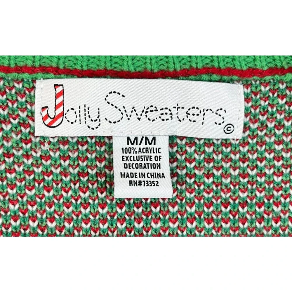 New Ugly Christmas Sweater Men's M Tie Suspenders Striped Unisex Holiday Party